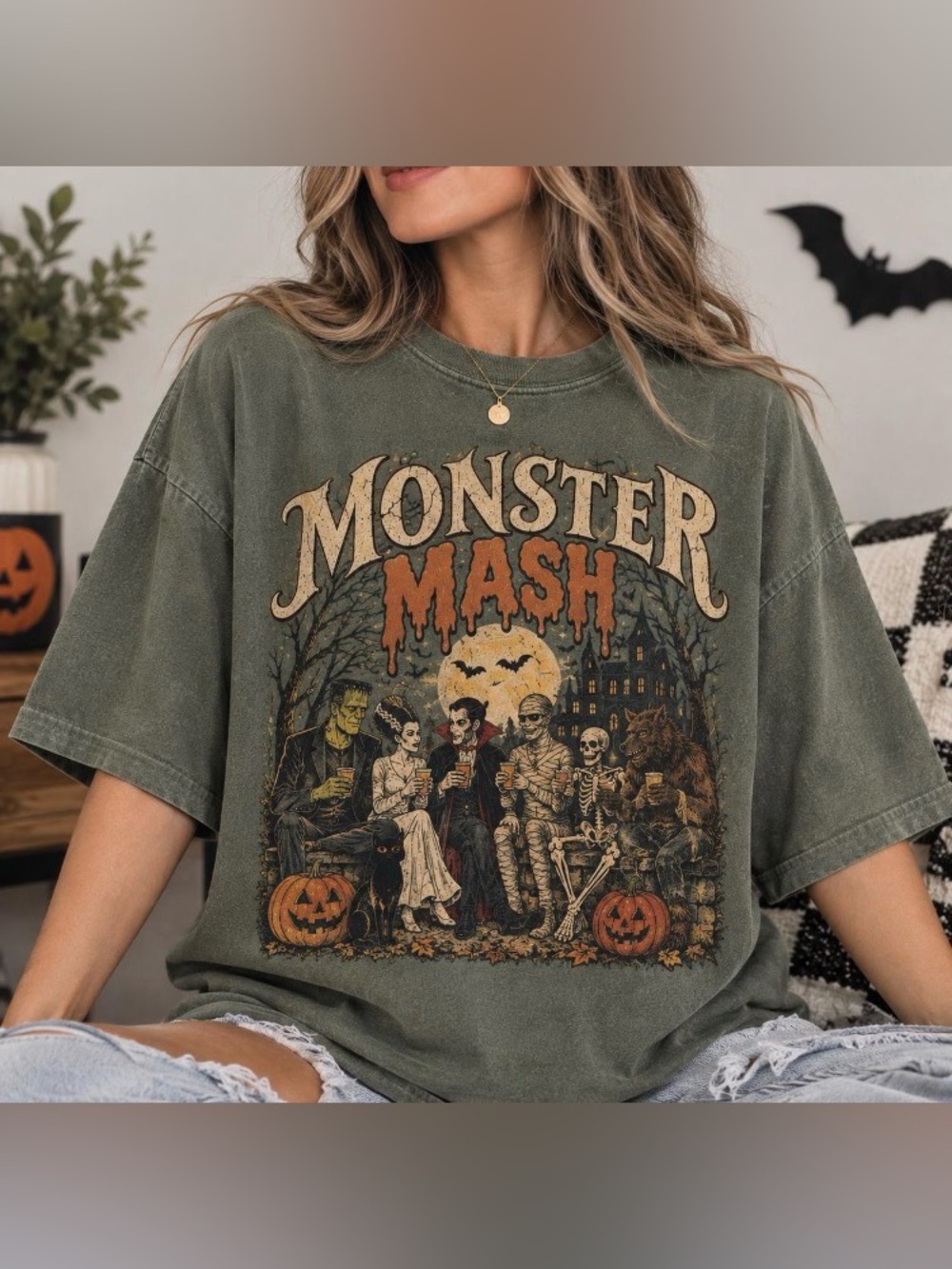 Vintage Monster Mash Halloween Tee, Spooky Season Comfort Color T-Shirt